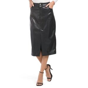 7 For All Mankind faux leather midi skirt size small